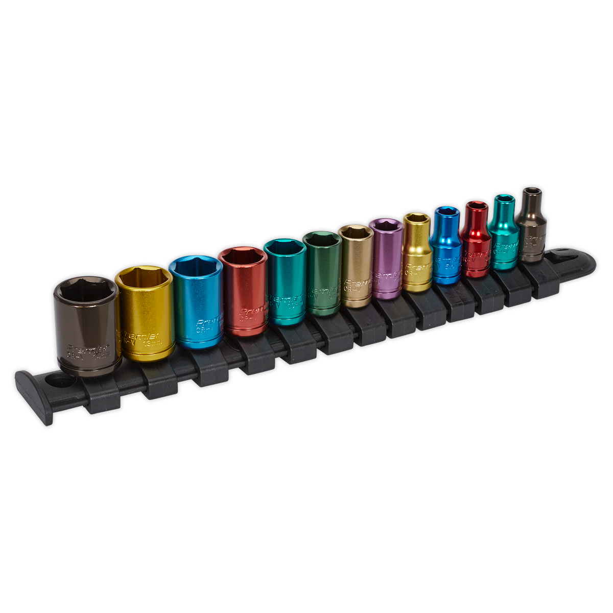 Sealey Multi-Coloured Socket Set 13pc 1/4"Sq Drive 6pt WallDrive® Metric