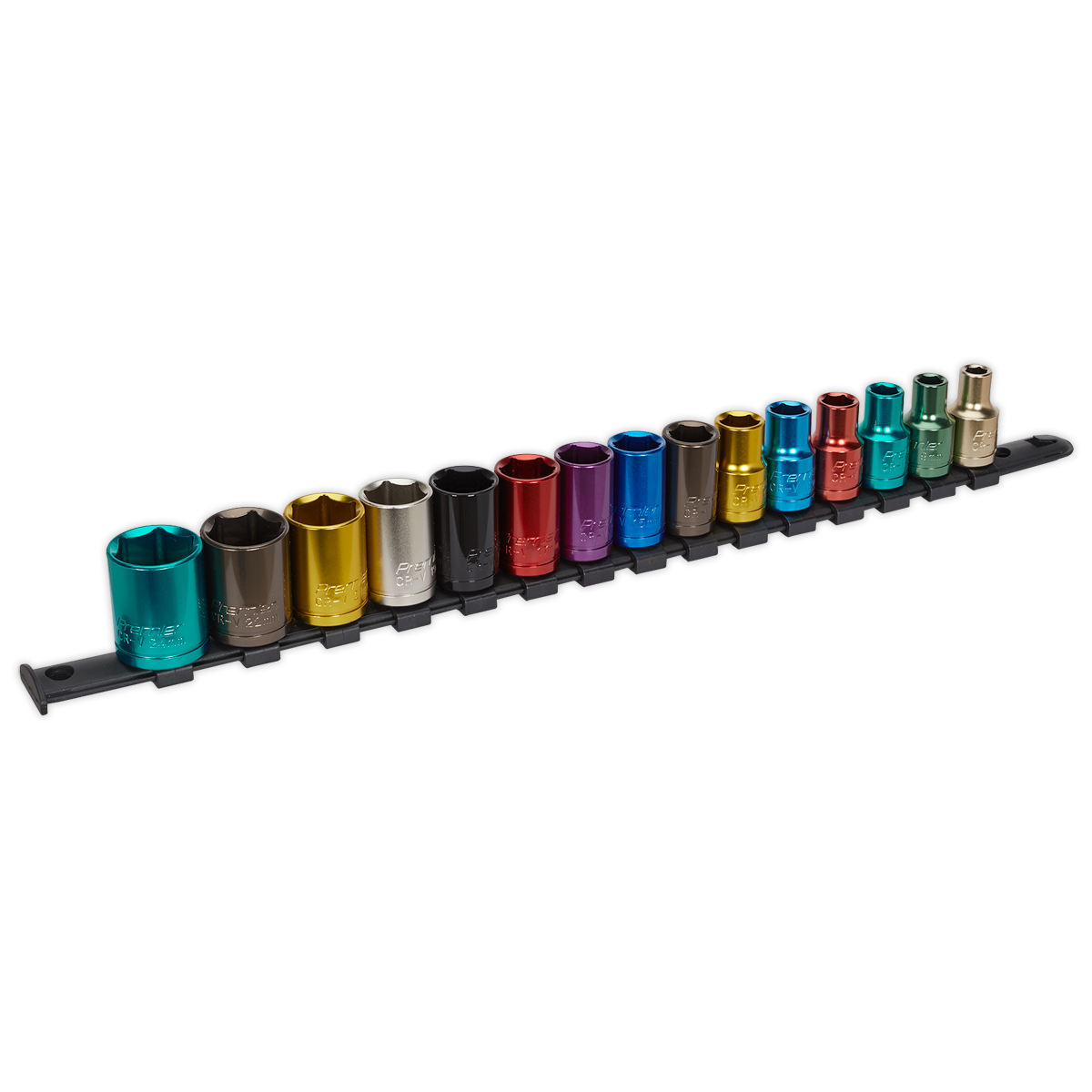 Sealey Multi-Coloured Socket Set 15pc 1/2"Sq Drive 6pt WallDrive® Metric