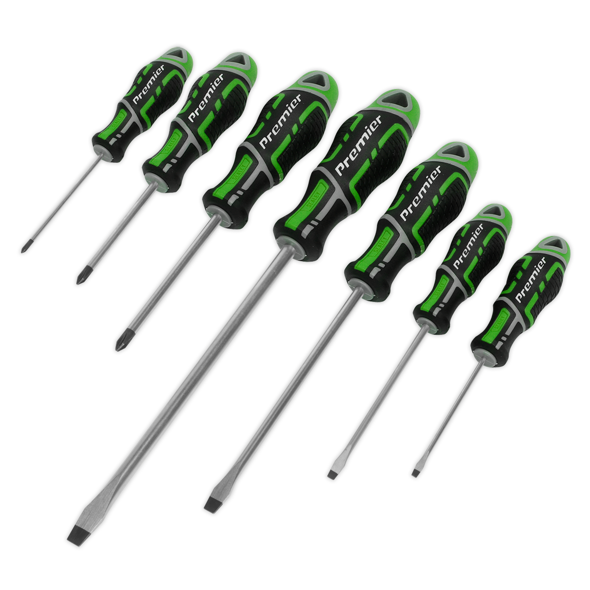 Sealey Screwdriver Set 7pc GripMAX® - Hi-Vis Green AK4321HV