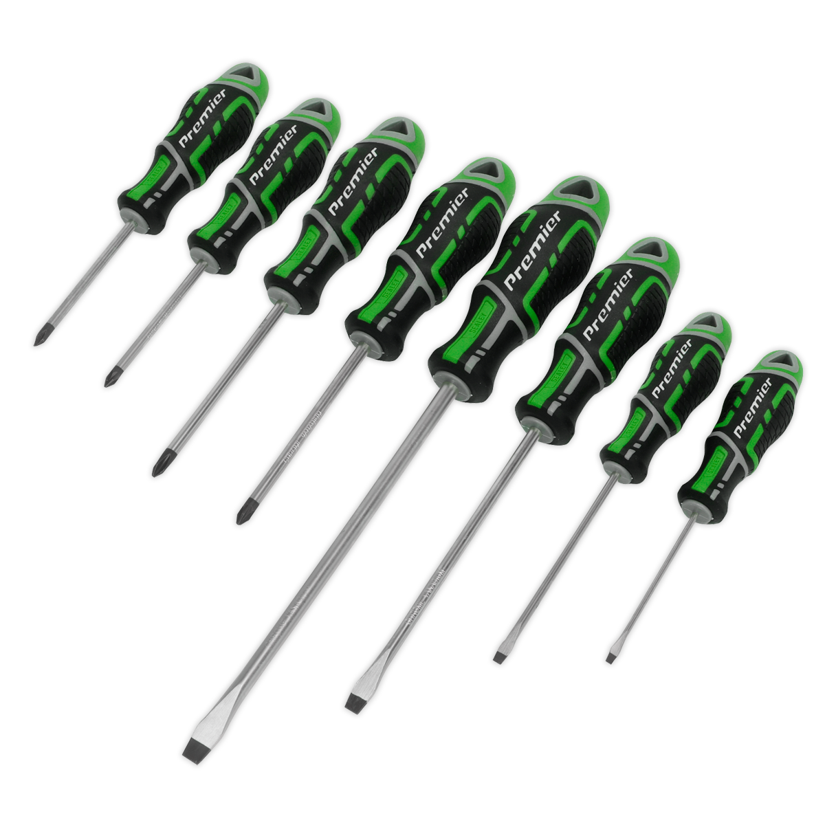 Sealey Screwdriver Set 8pc GripMAX® - Hi-Vis Green