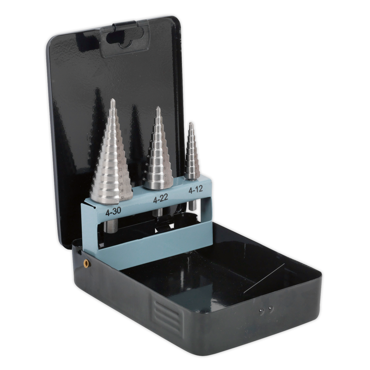 Sealey HSS 4341 Step Drill Bit Set 3pc Double Flute