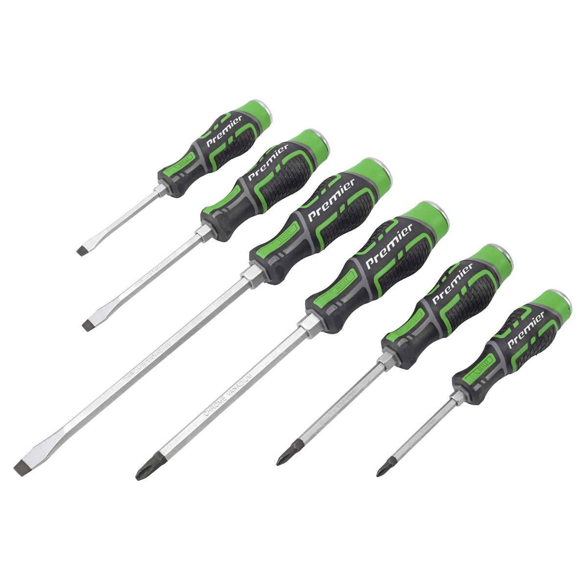 Sealey Hammer-Thru Screwdriver Set Hi-Vis Green 6pc