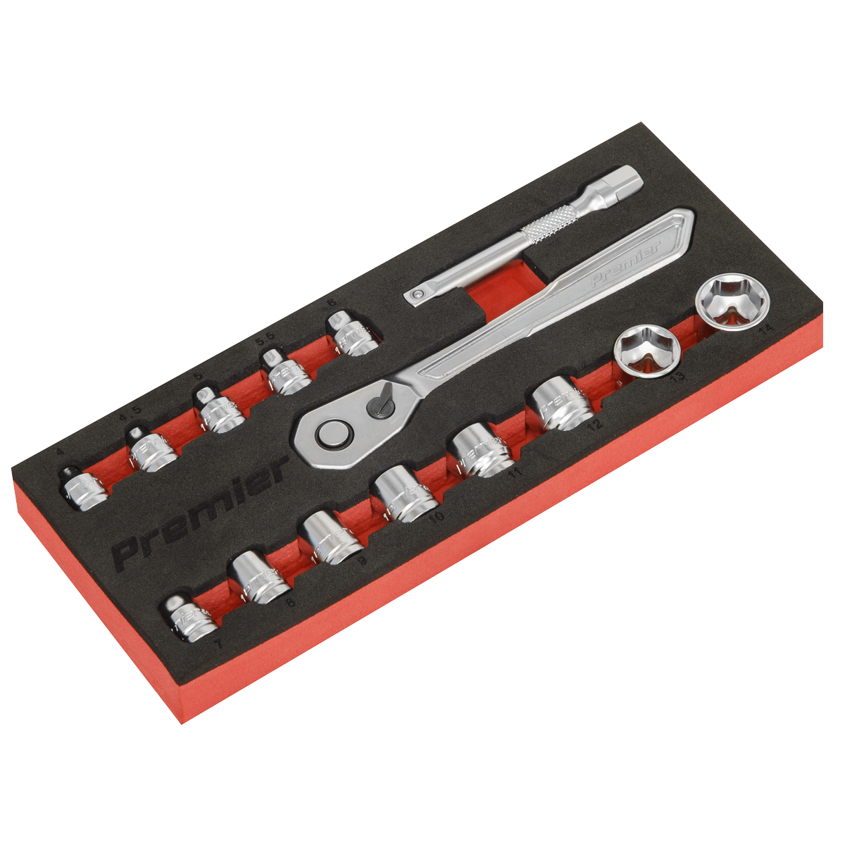 Sealey Low Profile Socket Set 15pc 1/4"Sq Drive Metric - Platinum Series