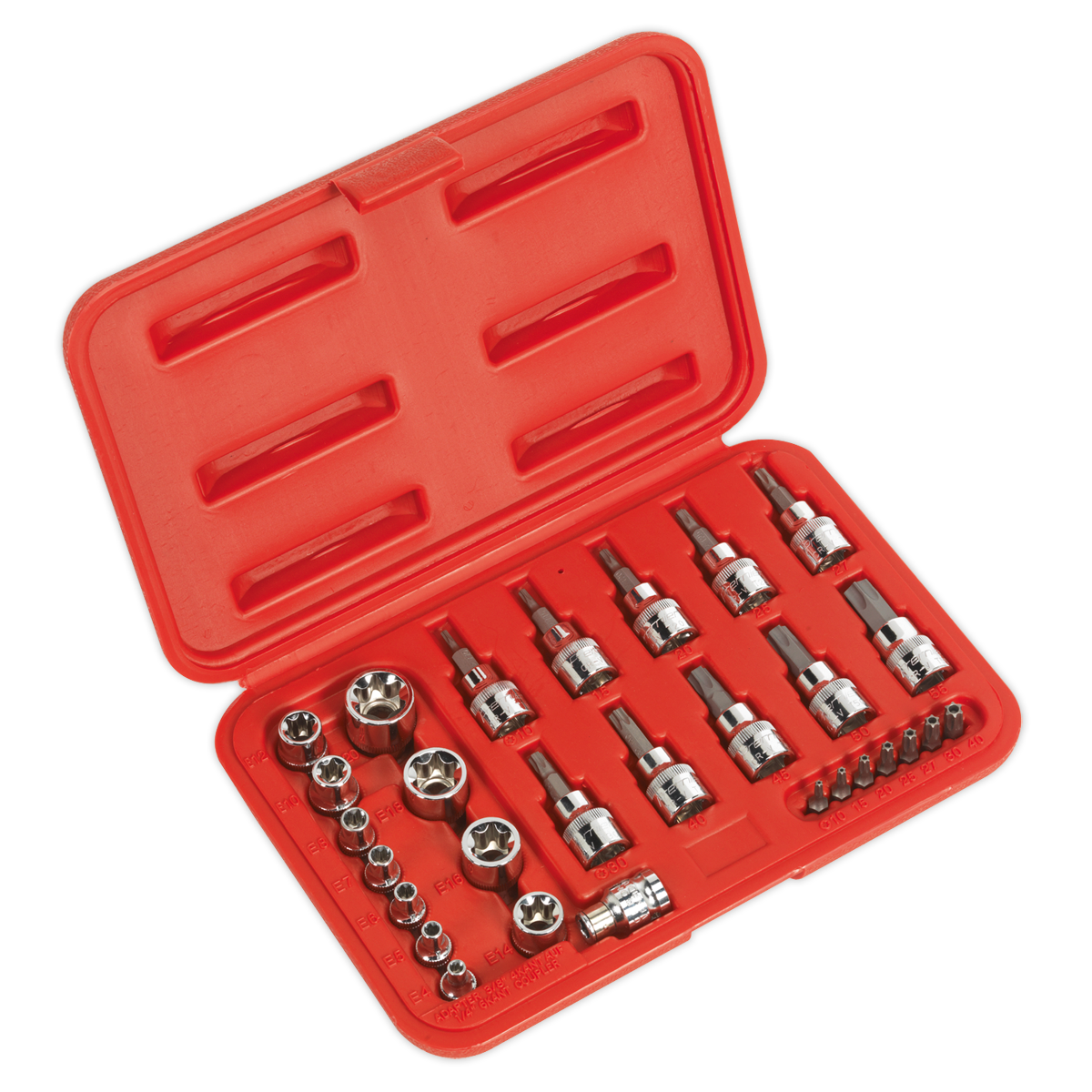 Sealey TRX-Star* Socket & Security Bit Set 29pc 1/4"Sq & 3/8"Sq Drive