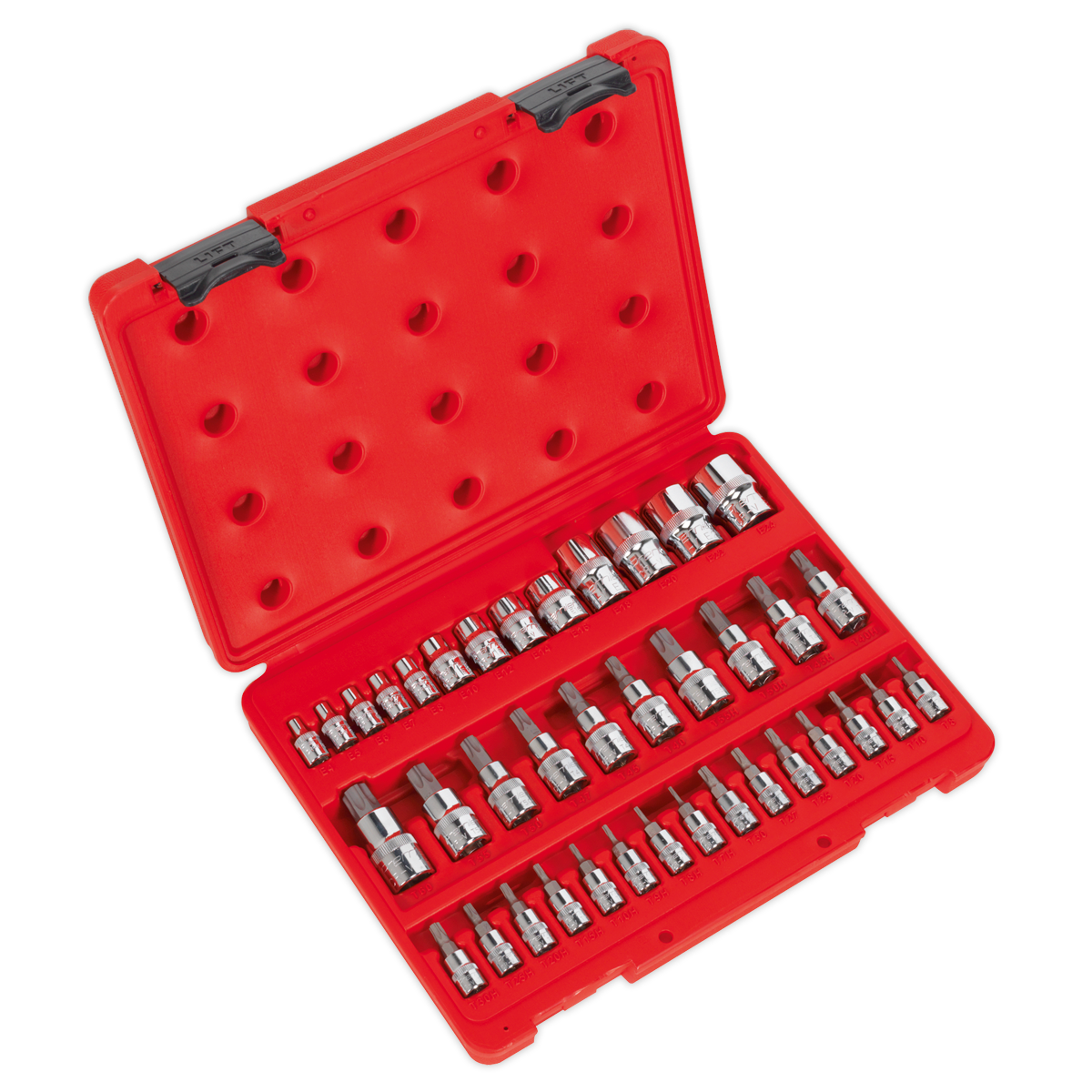 Sealey TRX-Star* Socket & Security Socket Bit Set 38pc 1/4", 3/8" & 1/2"Sq Drive AK6197