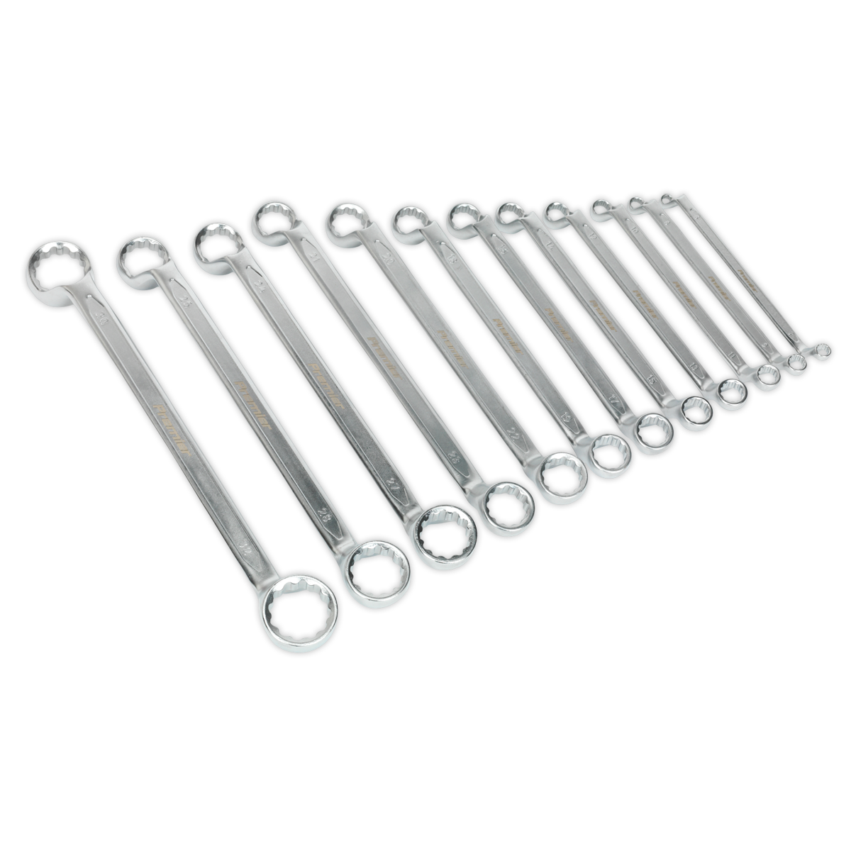 Sealey Offset Double End Ring Spanner Set 12pc Metric