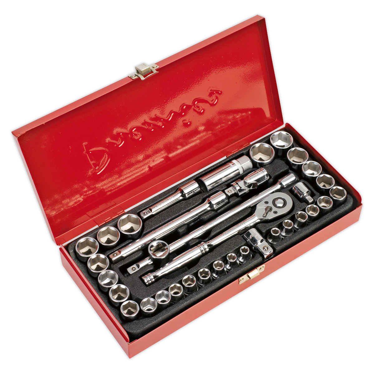 Sealey Socket Set 35pc 3/8"Sq Drive 6pt WallDrive® - Metric/Imperial