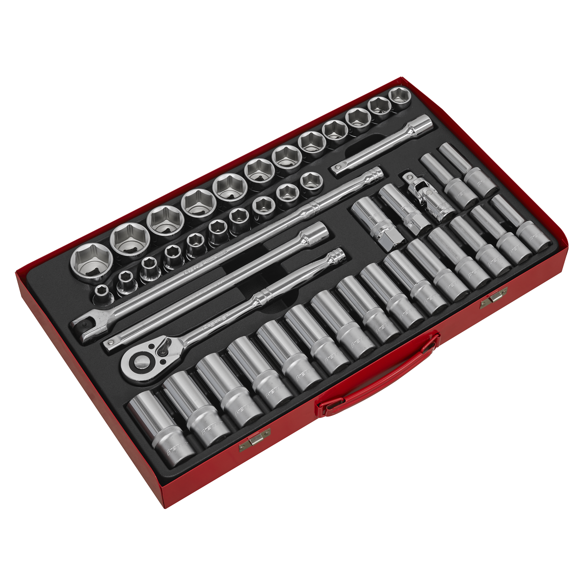 Sealey Socket Set 46pc 1/2"Sq Drive 6pt WallDrive® - Metric