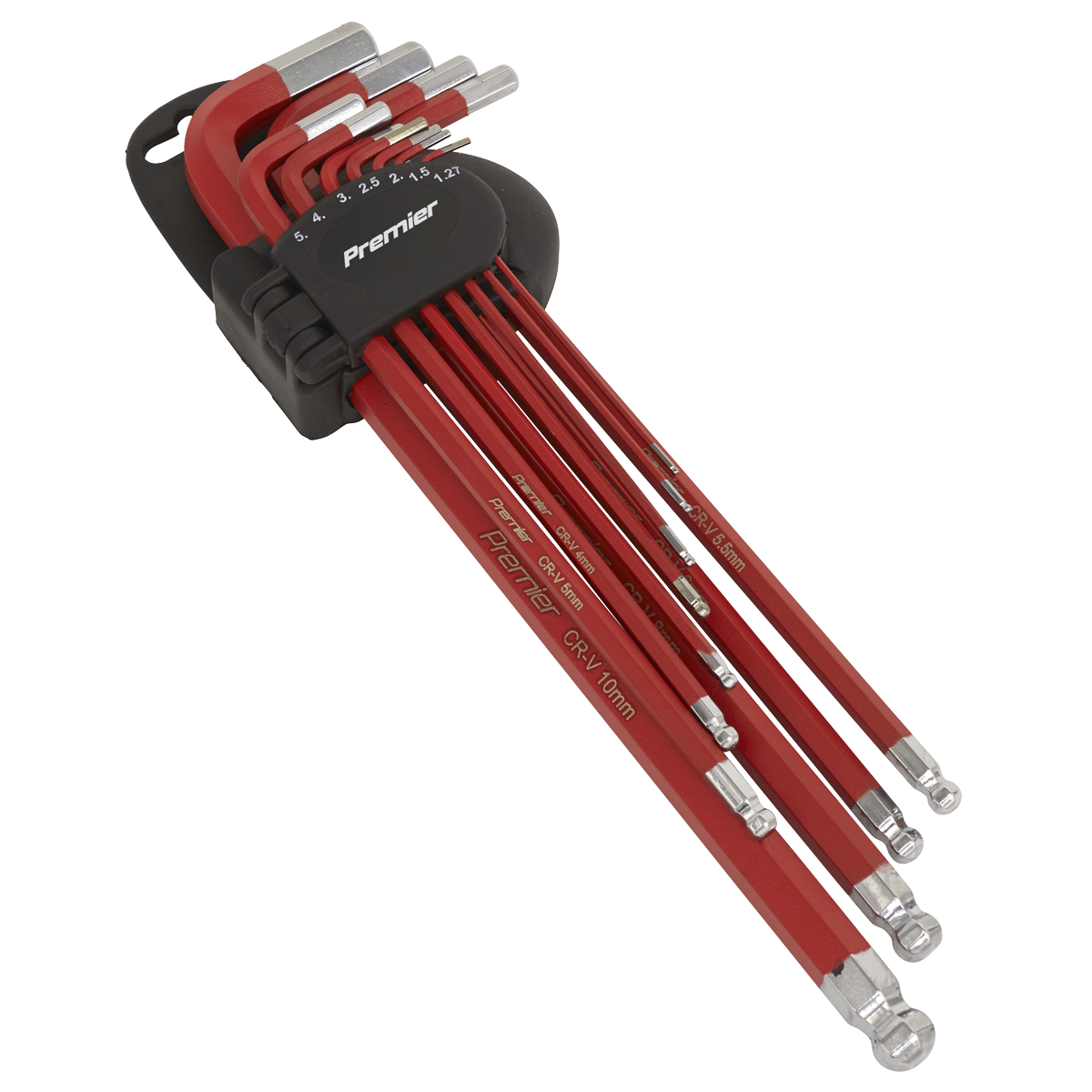 Sealey Ball-End Hex Key Set 11pc Anti-Slip Extra-Long Metric