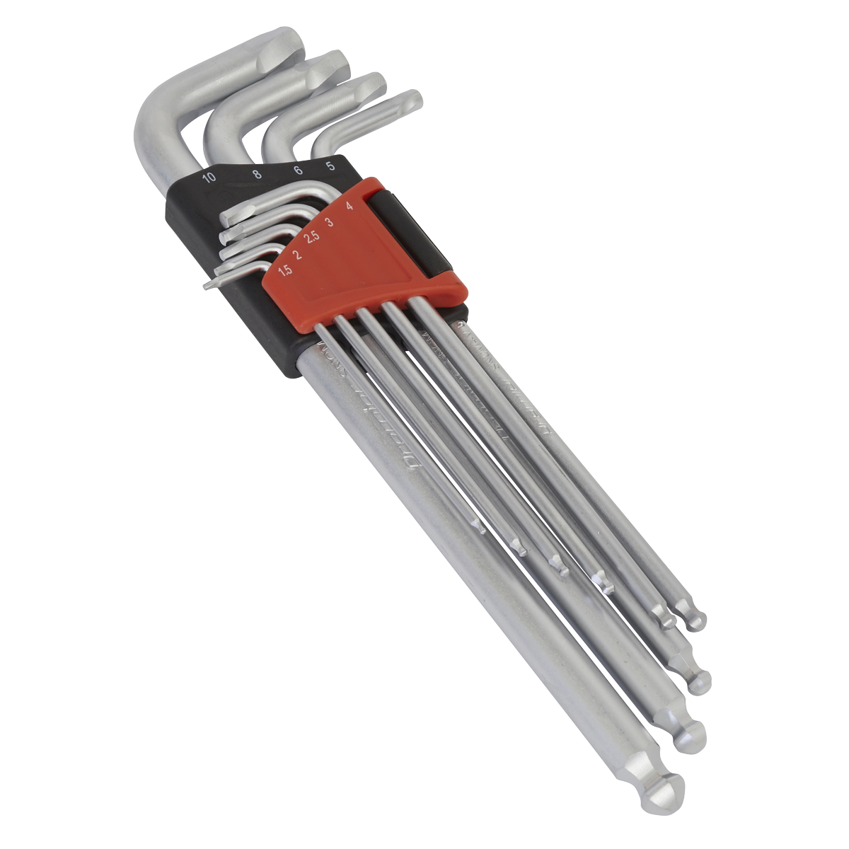 Sealey Ball-End Hex Key Set 9pc Extra-Long Lock-On - Metric