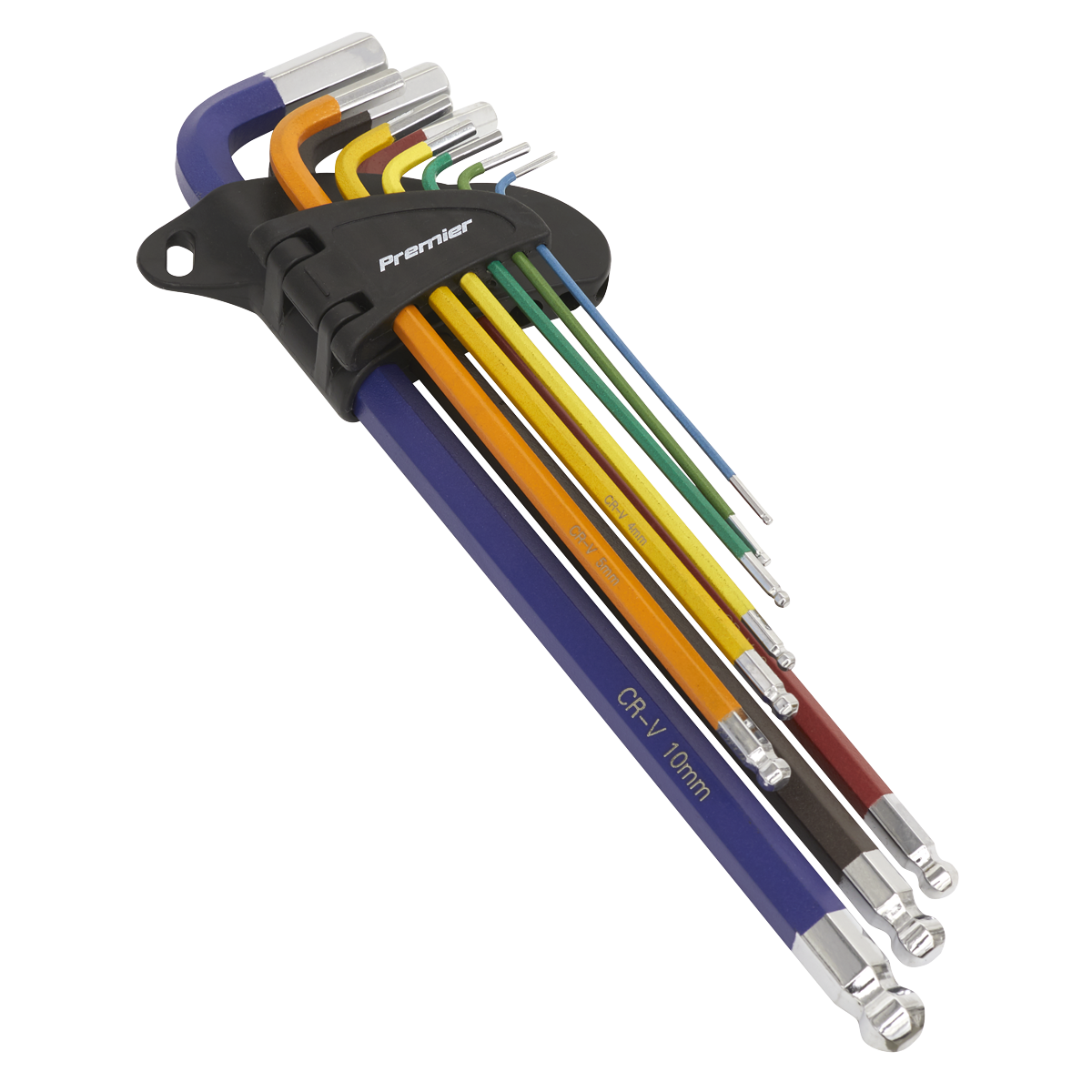 Sealey Ball-End Hex Key Set 9pc Colour-Coded Extra-Long Metric