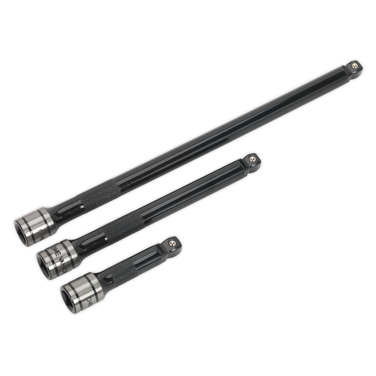 Sealey Wobble/Rigid Extension Bar Set 3pc 3/8"Sq Drive Black Series