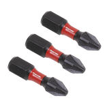 Sealey Pozi #2 Impact Power Tool Bits 25mm - 3pc