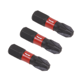 Sealey Pozi #3 Impact Power Tool Bits 25mm - 3pc