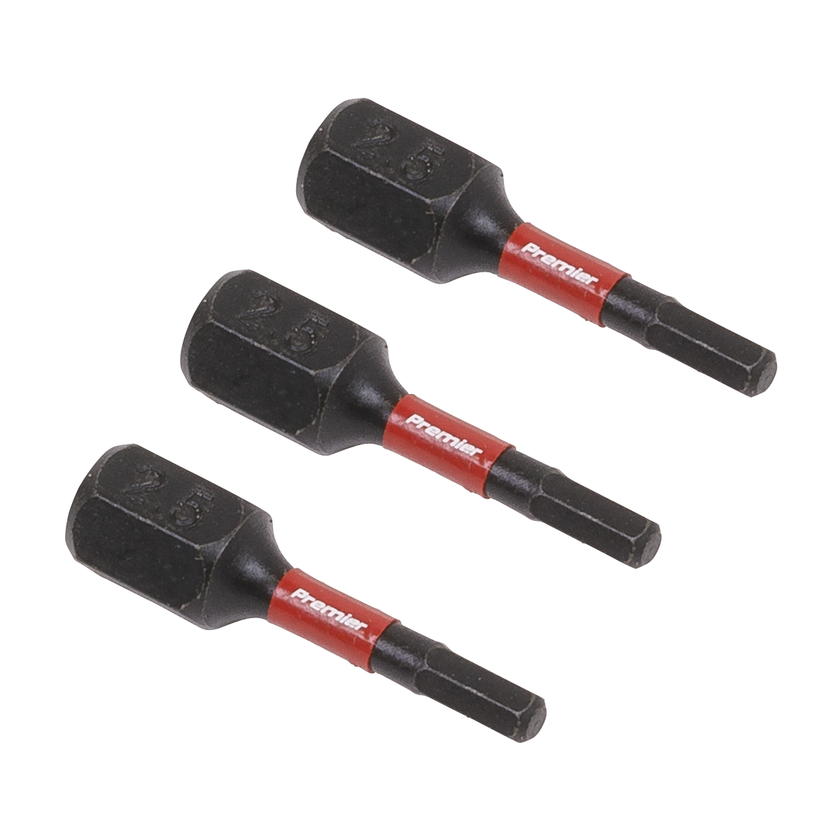 Sealey Hex 2.5mm Impact Power Tool Bits 25mm - 3pc