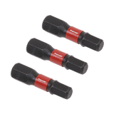 Sealey Hex 5mm Impact Power Tool Bits 25mm - 3pc
