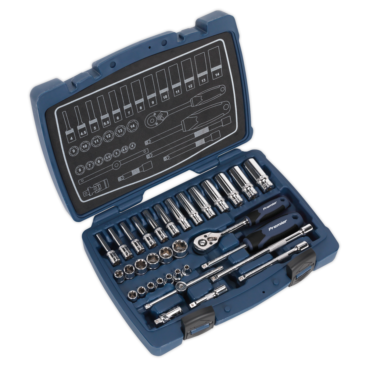 Sealey Socket Set 33pc 1/4"Sq Drive 6pt WallDrive® Metric