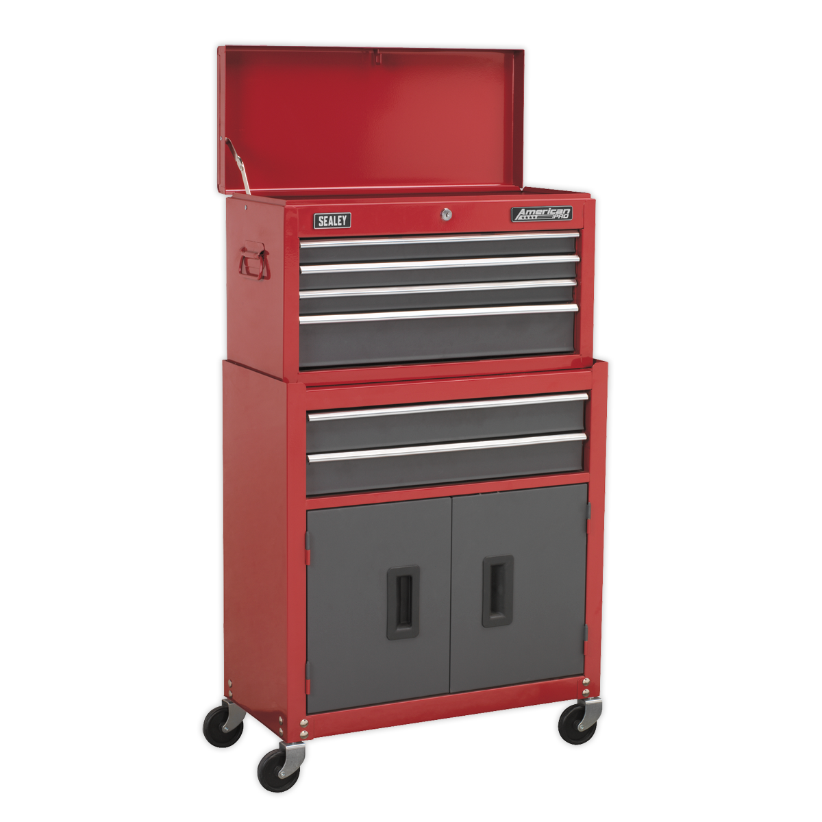 Sealey Topchest & Rollcab Combination 6 Drawer with Ball-Bearing Slides - Red