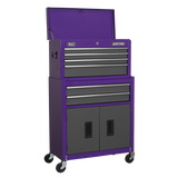 Sealey Topchest & Rollcab Combination 6 Drawer with Ball-Bearing Slides - Purple/Grey