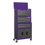 Sealey Topchest, Mid-Box & Rollcab 9 Drawer Stack - Purple