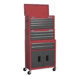Sealey Topchest, Mid-Box & Rollcab 9 Drawer Stack - Red