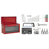 Sealey Topchest 6 Drawer with Ball-Bearing Slides - Red/Grey & 98pc Tool Kit