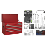 Sealey Topchest 5 Drawer with Ball-Bearing Slides - Red & 272pc Tool Kit