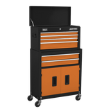 Sealey Topchest & Rollcab Combination 6 Drawer with Ball-Bearing Slides - Orange