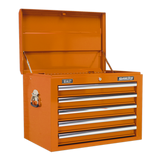 Sealey Topchest 5 Drawer with Ball-Bearing Slides - Orange