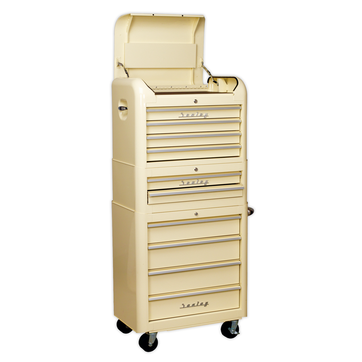 Sealey Retro Style Topchest, Mid-Box & Rollcab Combination 10 Drawer Cream