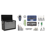 Sealey Topchest 10 Drawer with Ball-Bearing Slides - Black & 140pc Tool Kit