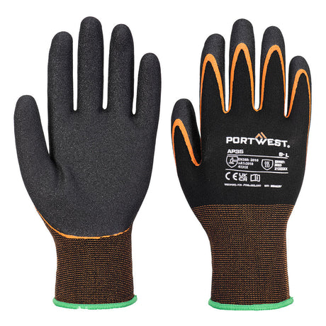 Portwest Grip 15 Nitrile Double Palm Glove #colour_black-orange