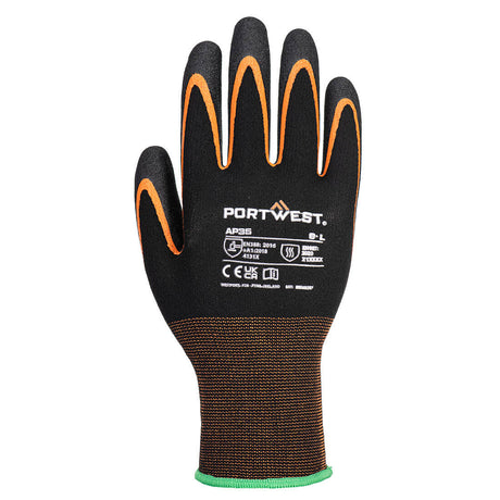 Portwest Grip 15 Nitrile Double Palm Glove #colour_black-orange