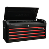 Sealey Topchest 4 Drawer Wide Retro Style - Black with Red Anodised Drawer Pulls
