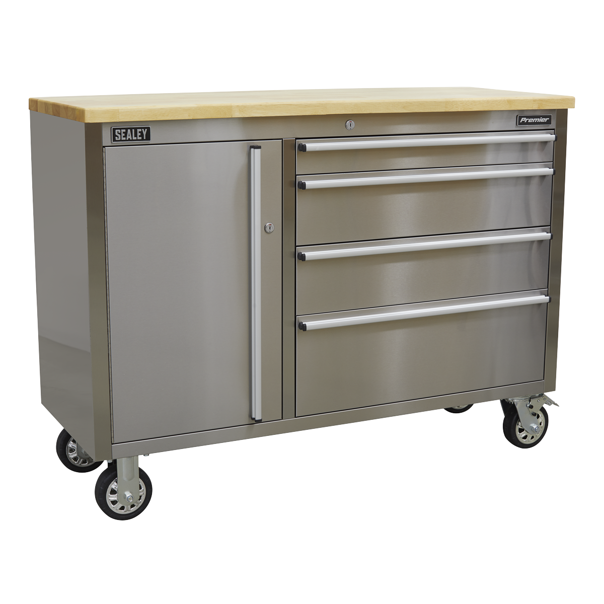 Sealey Mobile Stainless Steel Tool Cabinet 4 Drawer