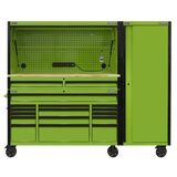 Sealey 15 Drawer 1549mm Mobile Trolley with Wooden Worktop, Hutch, 2 Drawer Riser & Side Locker
