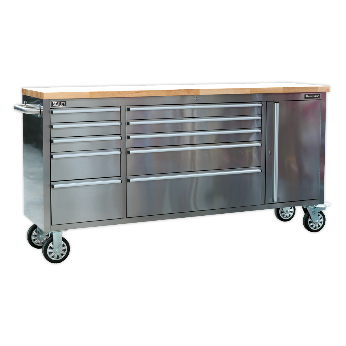 Sealey Mobile Stainless Steel Tool Cabinet 10 Drawer & Cupboard