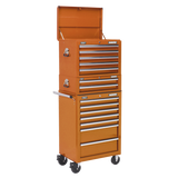 Sealey Topchest, Mid-Box & Rollcab Combination 14 Drawer with Ball-Bearing Slides - Orange
