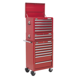 Sealey Topchest, Mid-Box & Rollcab Combination 14 Drawer with Ball-Bearing Slides - Red