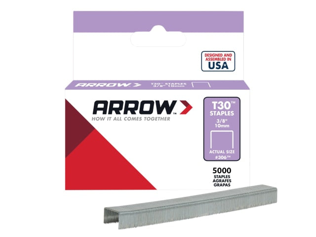 Arrow T30 Staples 306IP 10mm (3/8in) (Box 5000)