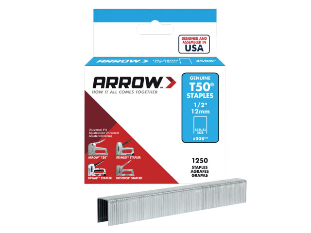 Arrow T50 Staples 12mm (1/2in) (Box 1250)