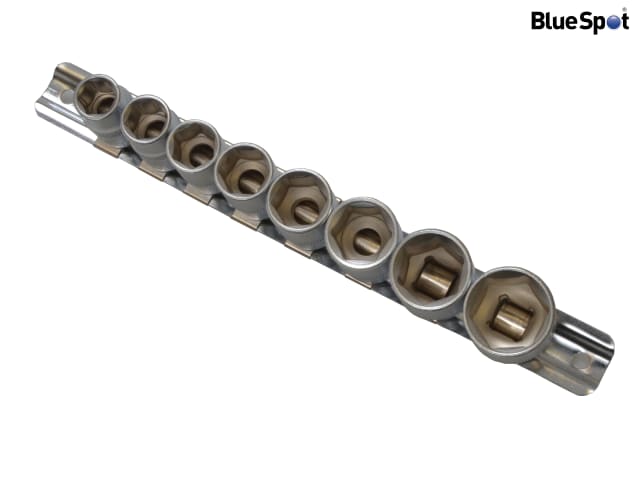 BlueSpot Tools 3/8in Drive Socket Set on Rail, 8 Piece