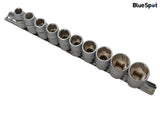 BlueSpot Tools 1/2in Drive Socket Set on Rail, 10 Piece