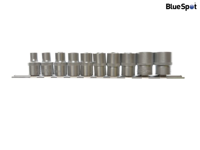 BlueSpot Tools 1/2in Drive Socket Set on Rail, 10 Piece