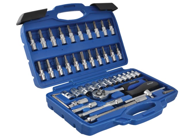 BlueSpot Tools 1/4in Square Drive Socket & Bit Set, 46 Piece