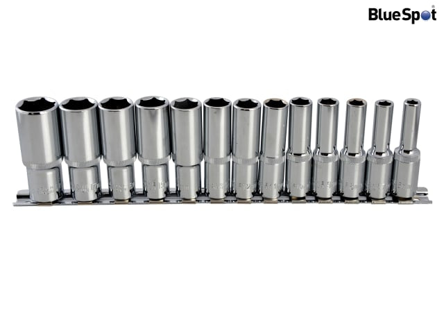 BlueSpot Tools 3/8in Drive Deep Socket Set, 13 Piece