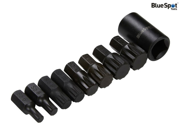 BlueSpot Tools 1/2in Impact Spline Bit Set, 9 Piece