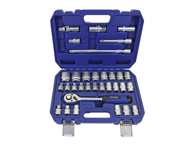 BlueSpot Tools 1/2in Hex & 12 Point Socket Set, 32 Piece