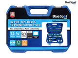 BlueSpot Tools 1/2in Hex & 12 Point Socket Set, 32 Piece