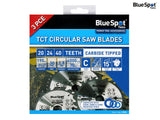 BlueSpot Tools 190mm Circular Saw Blade Set, 3 Piece